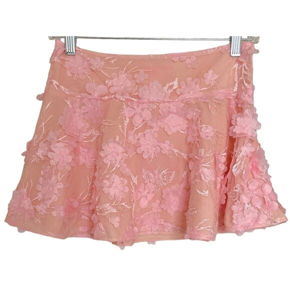 Dolls Kill Sugar Thrillz Pink Mini Skirt Floral S - Picture 2 of 6